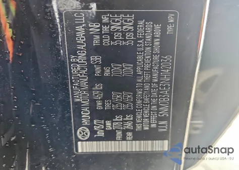 2022 Hyundai Tucson Sel z USA, uszkodzony, nr VIN 5NMJB3AE3NH142036